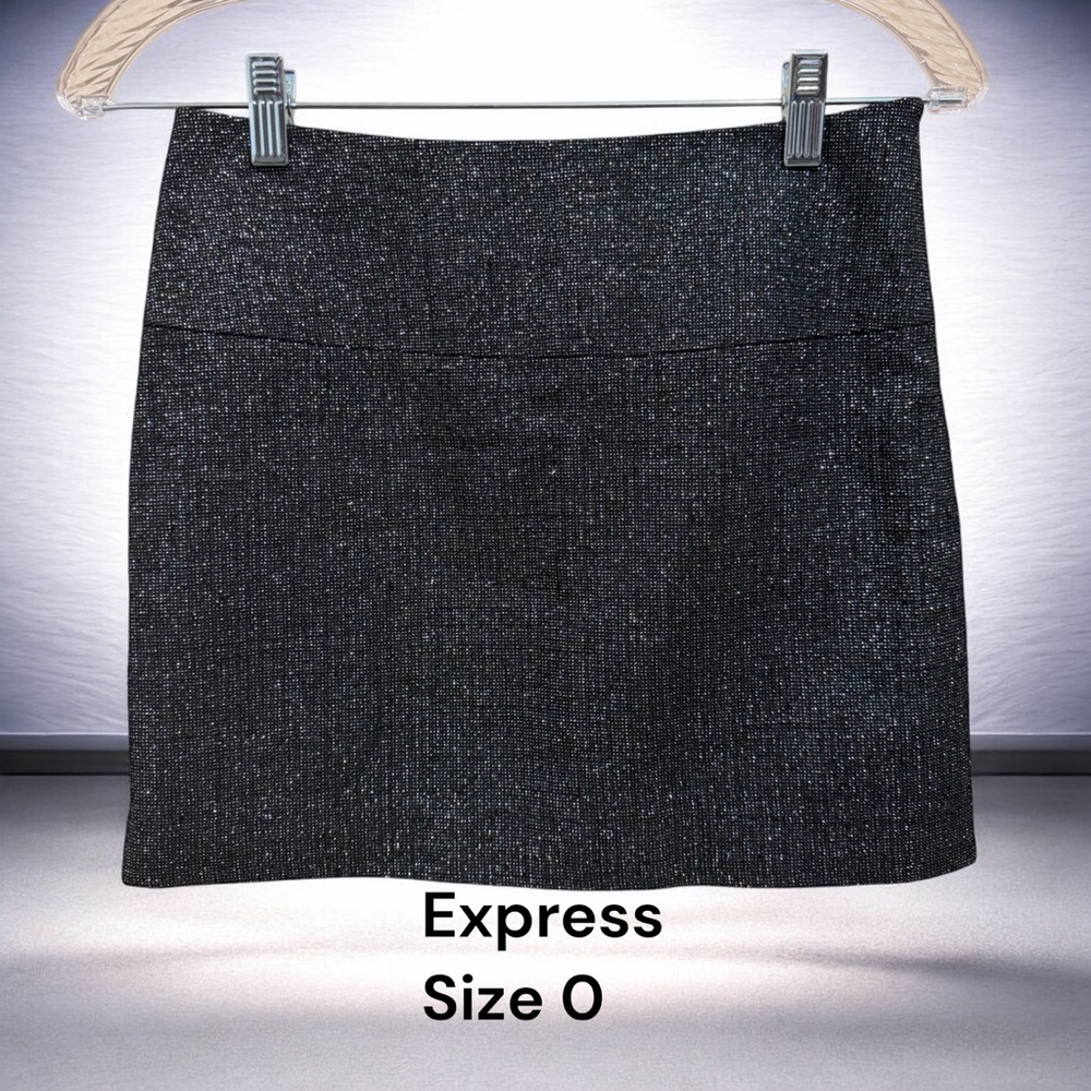 Express Shimmering Black Mini Skirt